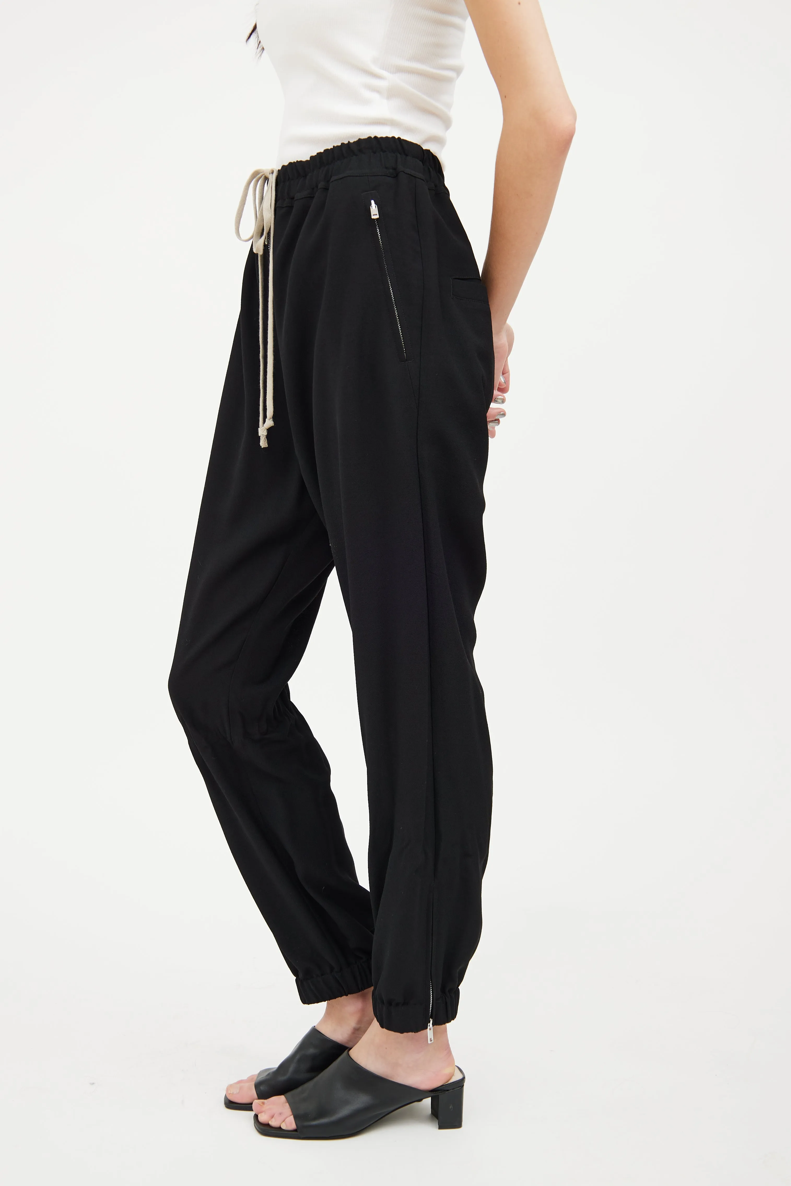 2021 Black Tapered Drawstring Pant