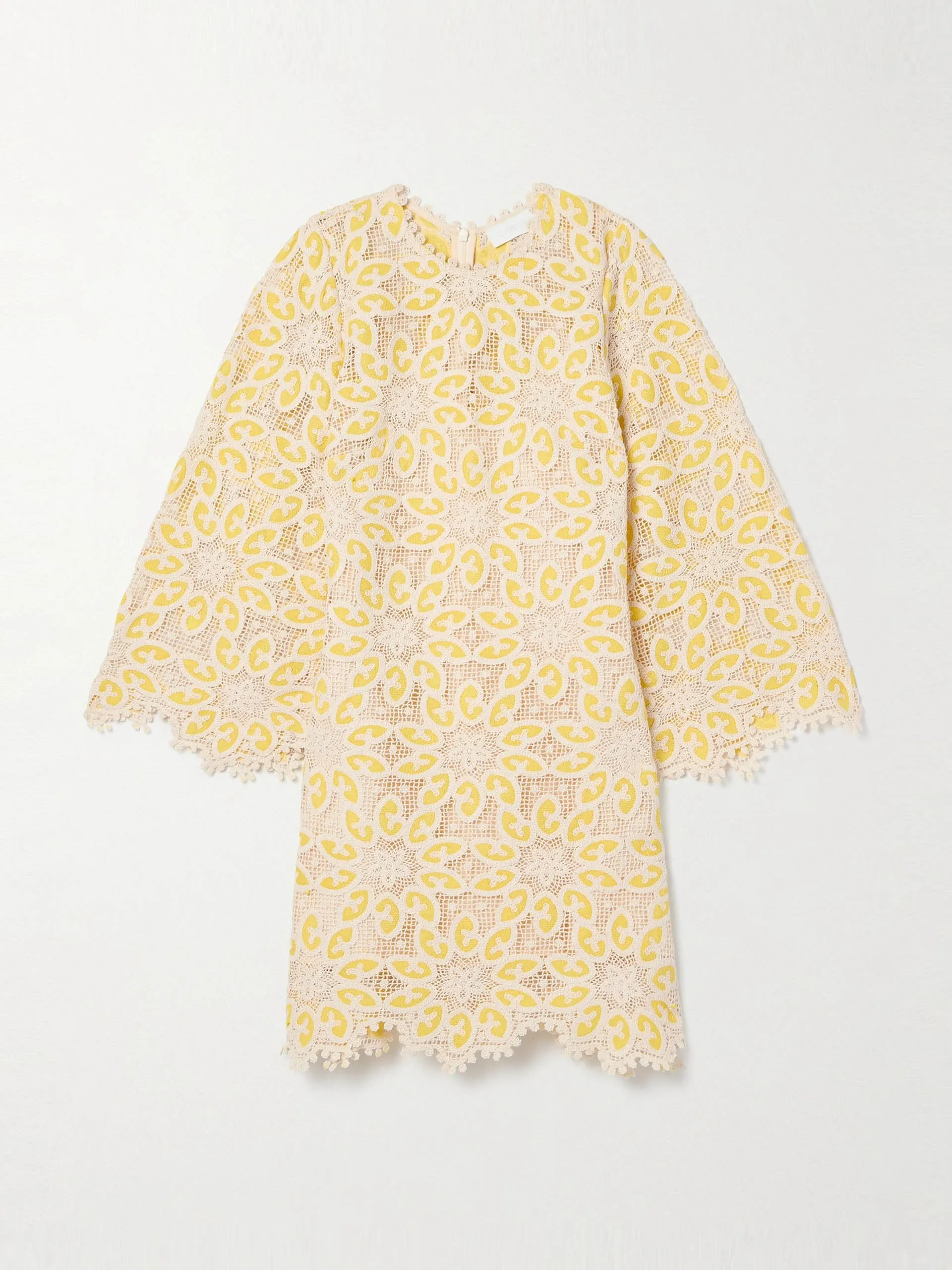 Golden cotton-lace mini dress