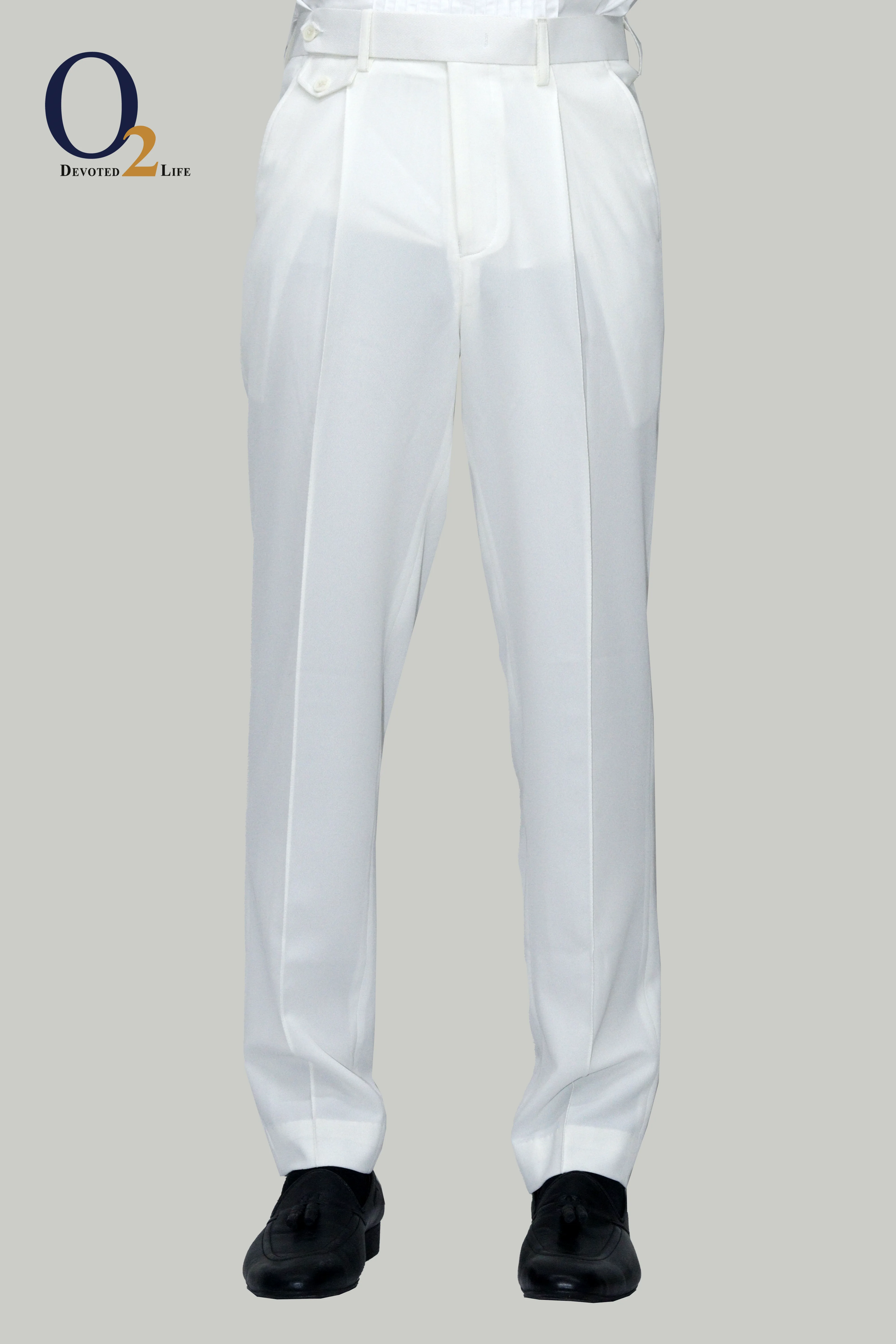 One Button hight waist gurkha trousers - White