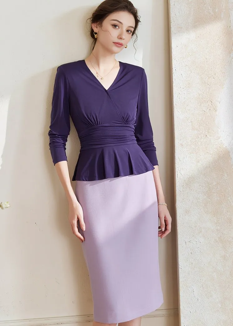 RUFFLE ELASTIC PLEATED TOPS