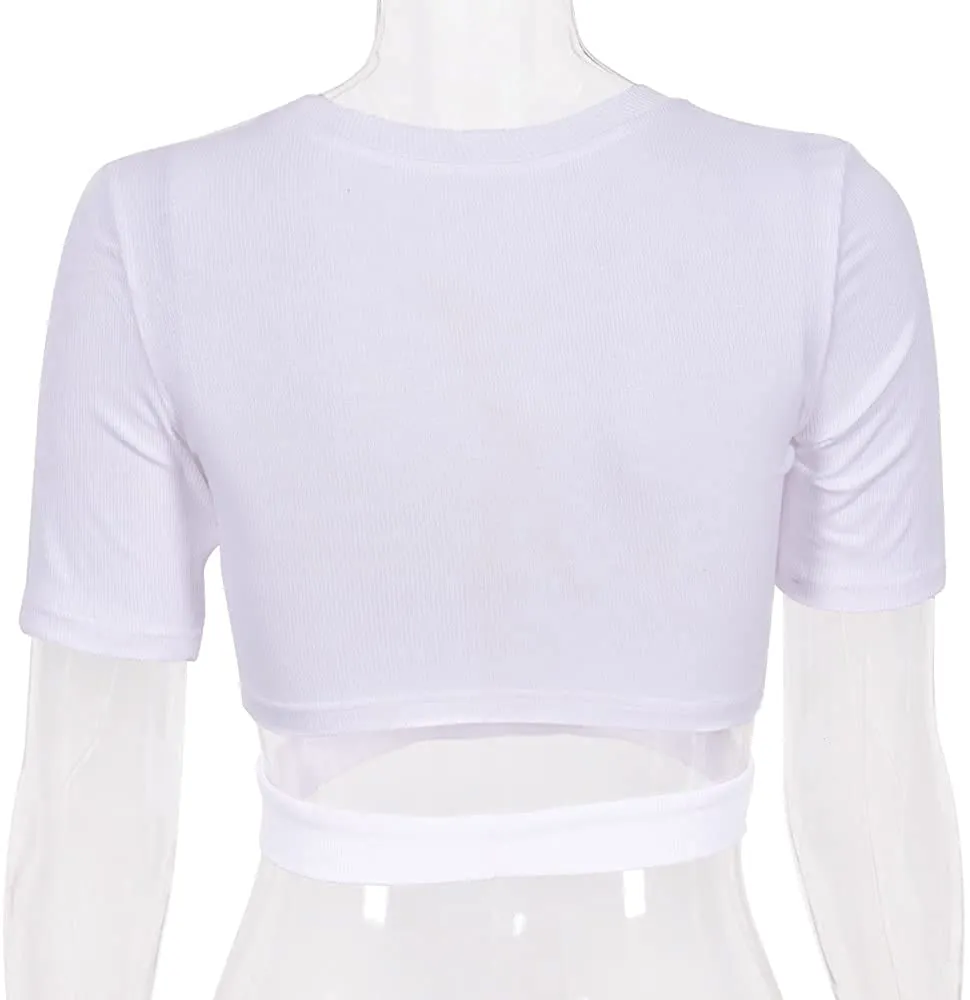 SansoiSan Women T-Shirt Elastic Femme Streetwear Tops